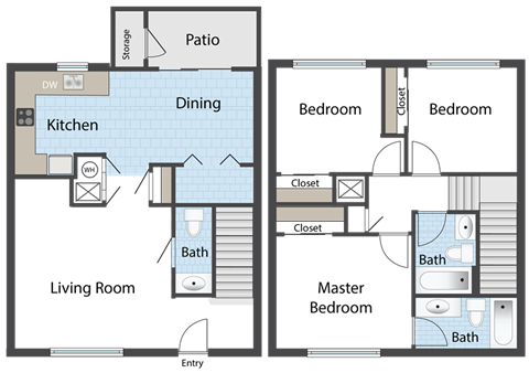 Steeple Chase Apartments 3x2.5 Floor Plan